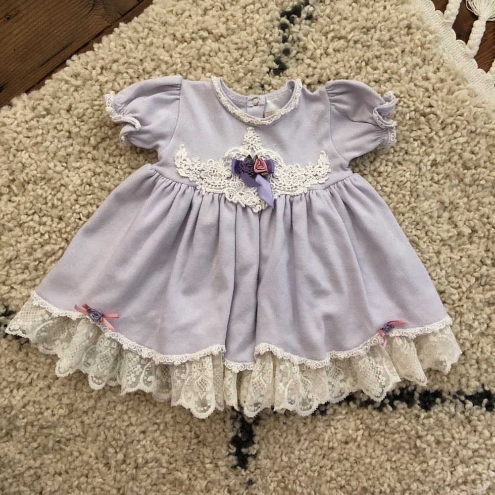 Vintage baby dress with lace trim